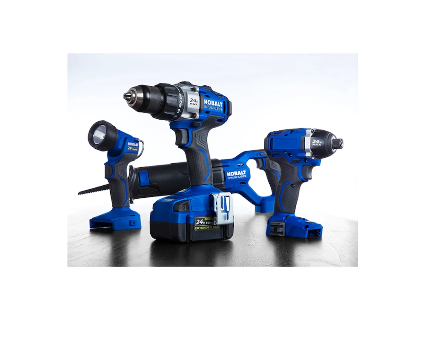 Kobalt KLC 4024A-03 4-Tool 24-Volt Max Brushless Power Tool Combo Kit With Soft Case (1-Battery Included And Charger Included) 4 Kobalt KLC 4024A-03 4-Tool 24-Volt Max Brushless Power Tool Combo Kit With Soft Case (1-Battery Included And Charger Included) - Image 2