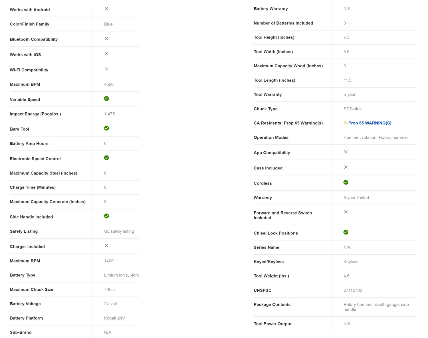 Kobalt KRH 124B-03 24-volt-Amp 7/8-in Sds-plus Variable Speed Cordless Rotary Hammer Drill 13 Kobalt KRH 124B-03 24-volt-Amp 7/8-in Sds-plus Variable Speed Cordless Rotary Hammer Drill - Image 11