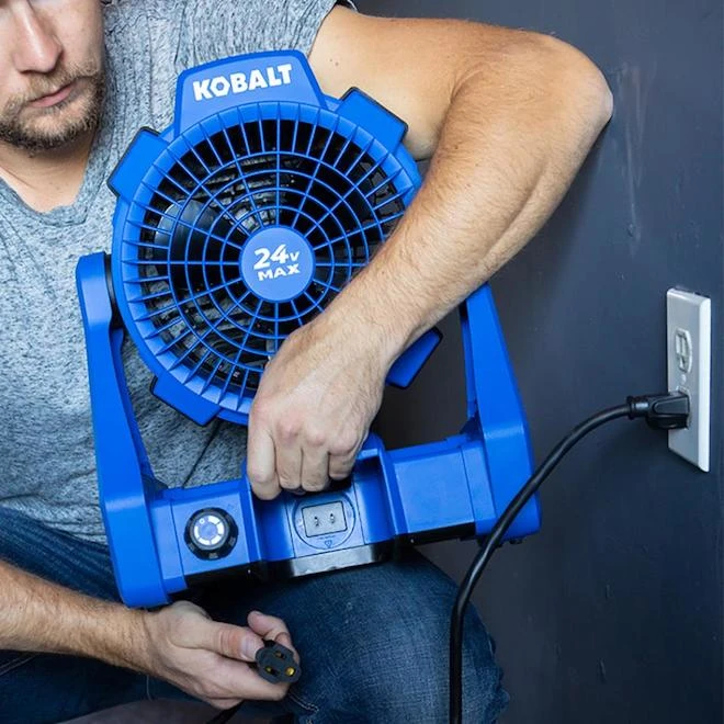 Kobalt 24-V Max Cordless Jobsite Fan - 600-CFM - Blue - Bare Tool Without Battery 7 Kobalt 24-V Max Cordless Jobsite Fan - 600-CFM - Blue - Bare Tool Without Battery - Image 5