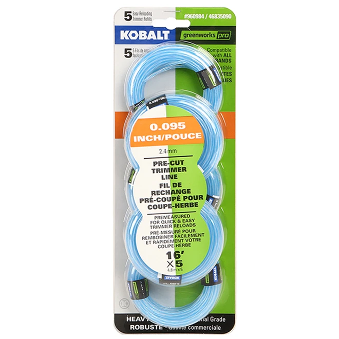 Kobalt Replacement Trimmer Line - 16-ft - 0.095-in - Pack Of 5 3 Kobalt Replacement Trimmer Line - 16-ft - 0.095-in - Pack Of 5