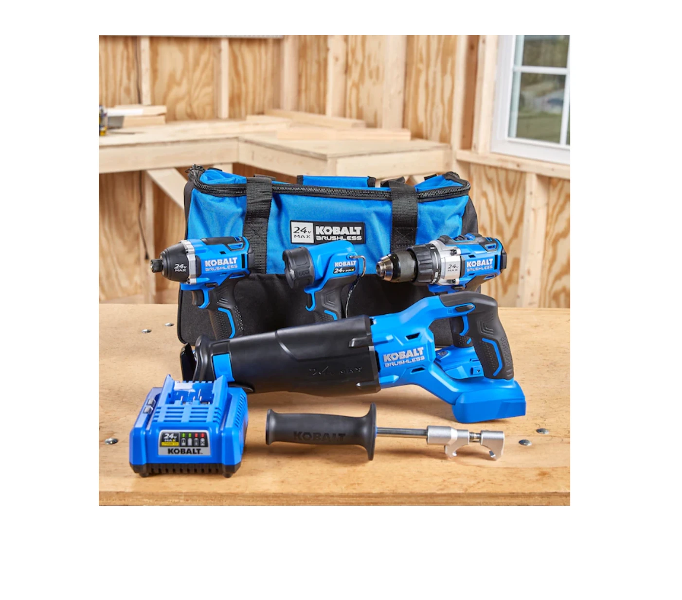 Kobalt KLC 4024A-03 4-Tool 24-Volt Max Brushless Power Tool Combo Kit With Soft Case (1-Battery Included And Charger Included) 10 Kobalt KLC 4024A-03 4-Tool 24-Volt Max Brushless Power Tool Combo Kit With Soft Case (1-Battery Included And Charger Included) - Image 8