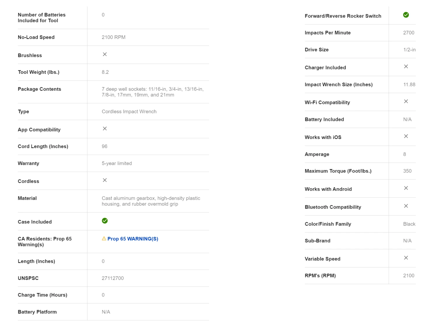 Kobalt 6904 8 Amps 1/2-in Drive, Corded Impact Wrench (Tool Only) 11 Kobalt 6904 8 Amps 1/2-in Drive, Corded Impact Wrench (Tool Only) - Image 9